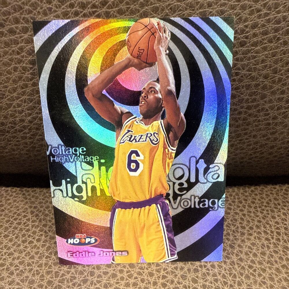 1997-98 NBA Hoops - High Voltage Eddie Jones #2HV - Small Surface Ding Armpit VG